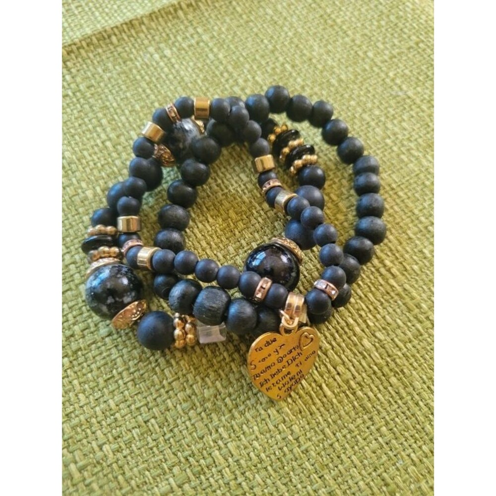 Black And Gold Bracelet Set